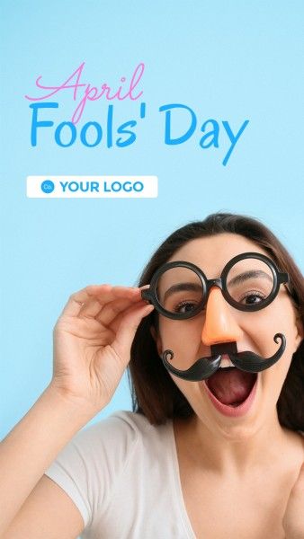 greeting, celebration, festival, Blue Simple April Fools' Day Instagram Story Template
