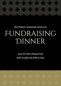charity, ngo, business, Black And Golden Fundraising Dinner Invitation Template