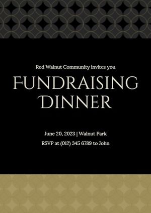 Black And Golden Fundraising Dinner Invitation Invitation