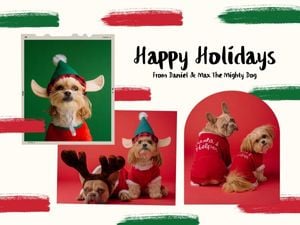 merry christmas, happy, holiday, Red Christmas Pet Poppy Collage Photo Collage 4:3 Template