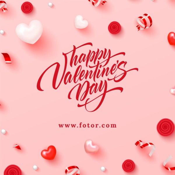 valentines day, life, minimalist, Pink Elegant Heart Valentine Love Instagram Post Template