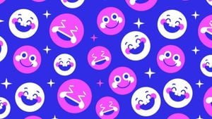 smile, star, cry, Cute Cartoon Emoji Zoom Background Template