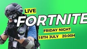 video game, tutorial, social media, Green Fortnite Game Battle Friday Night Youtube Thumbnail Template