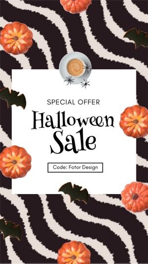 trick or treat, spooky, promotion, Cute Stripe Halloween Sale Instagram Story Template
