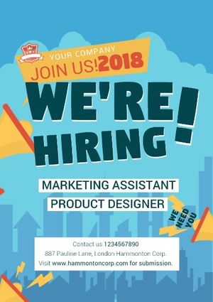 marketing assistant, submission, contact us, Hiring Poster Template