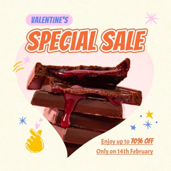 valentines day, food, discount, Valentines Chocolate Sale Promotion Instagram Post Template
