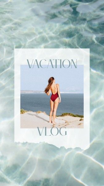 蓝色极简主义海滩旅游卷轴封面 Instagram快拍