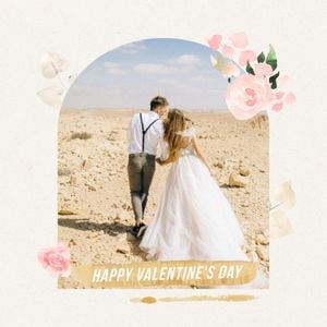 love, illustration, life, Floral Wedding Couple Happy Valentines Day Instagram Post Template