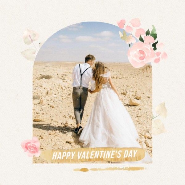 花柄の結婚式のカップルハッピーバレンタインデー Instagram投稿