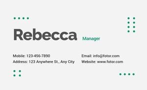 White Green Simple Manager Business Card