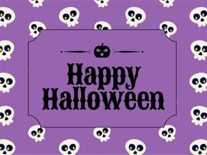 trick or treat, cartoon, cute, Purple Happy Halloween Wish Card Template