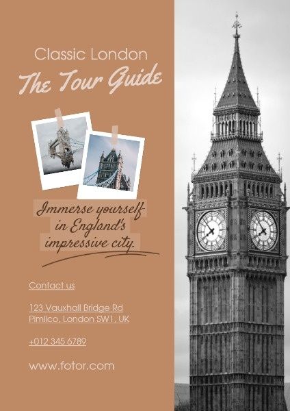 London Travel Guide Book Poster