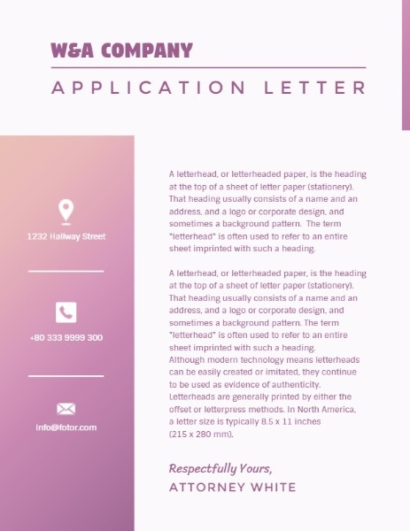 Gradient Pink Company Letter Letterhead