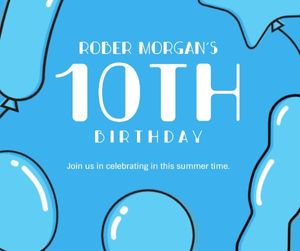 celebration, party, happy, Blue Balloon Birthday Invitation Facebook Post Template