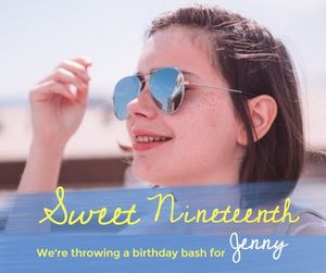 anniversary, dinner, gathering, Blue Girl's Birthday Party Invitation Facebook Post Template