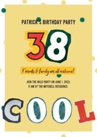 anniversary, happy, life, 38th Birthday Party Invitation Template