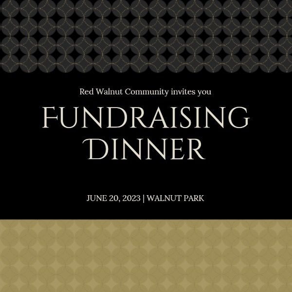 charity, ngo, party, Black And Golden Fundraising Dinner Instagram Post Template