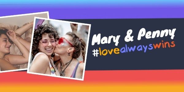 love, lgbt, pride month, Rainbow Wedding Collage Twitter Post Template