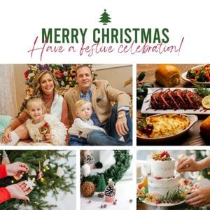 happy, holiday, greeting, Christmas Family Celebration Photo Collage (Square) Template