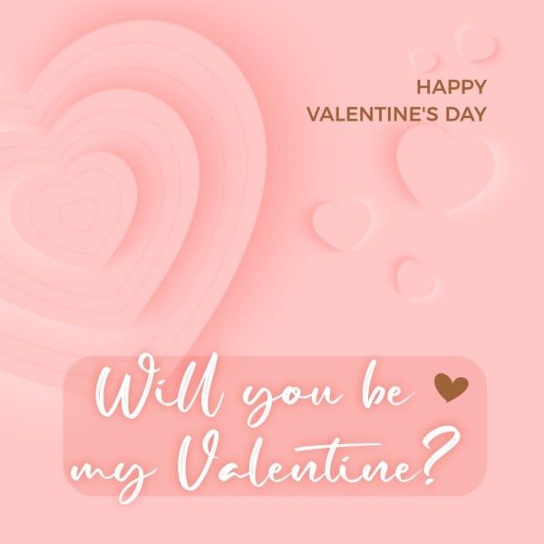 Pink Heart Minimal Happy Valentines Day Instagram Post