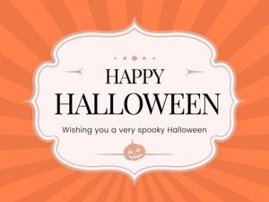 trick or treat, cartoon, cute, Orange Happy Halloween Wish Card Template