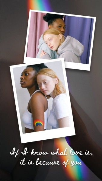 couple, lgbt, rainbow, Gray Sweet Love Photo Collage 9:16 Template