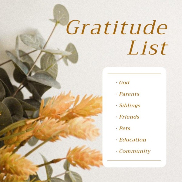 Vintage Gratitude List Thanksgiving Instagram Post