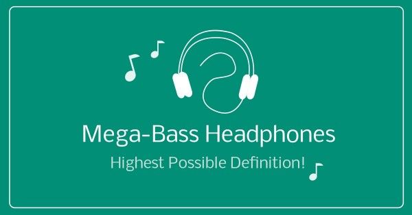  modern,  business,  marketing approach, Simple Whole Green Mega-Bass Headphones Facebook App Ad Template