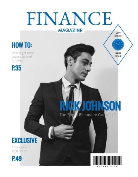 man, simple, clean, Finance Entrepreneur Magazine Cover Template