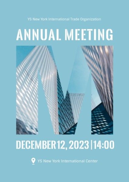 program, conference, business, Blue Annual Trade Meeting Flyer Template