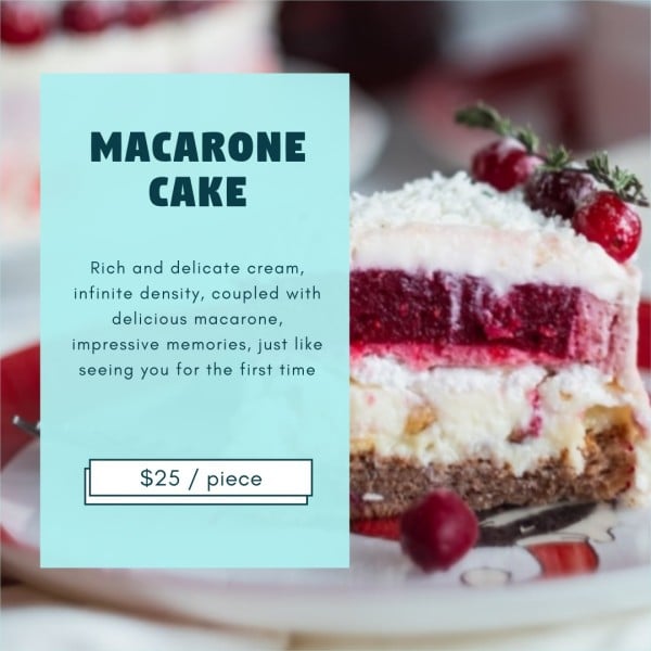 かわいいケーキデザートブランディングセールポスト Instagram投稿