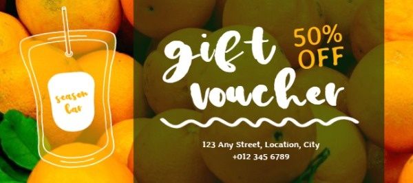 juicy, fruit, discount, Summer Orange Drink Sale Gift Certificate Template