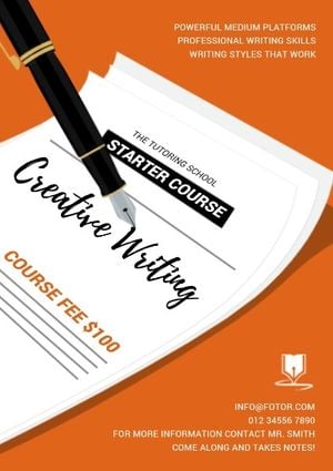 tutoring, course, training, Business Writing Class Poster Template