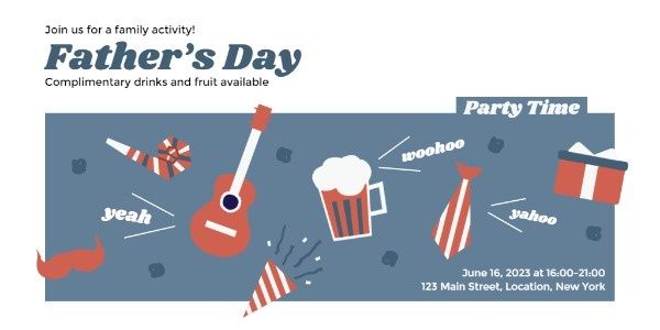 party, event, celebrate, Dark Blue Father's Day Family Activity Twitter Post Template