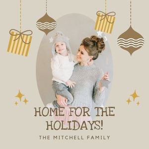 merry christmas, holiday, happy, Beige Christmas Baby Family Photo Collage (Square) Template