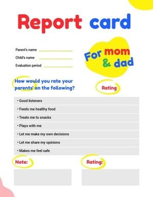 親レポート カード 成績表