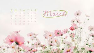 粉红三月春季月刊 日历