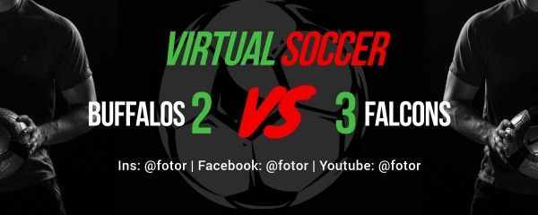 social media, modern, designer, Black Virtual Soccer Score  Twitch Banner Template