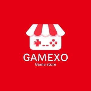  game logo, game shop, console, Red And White Modern Game Store Logo Template