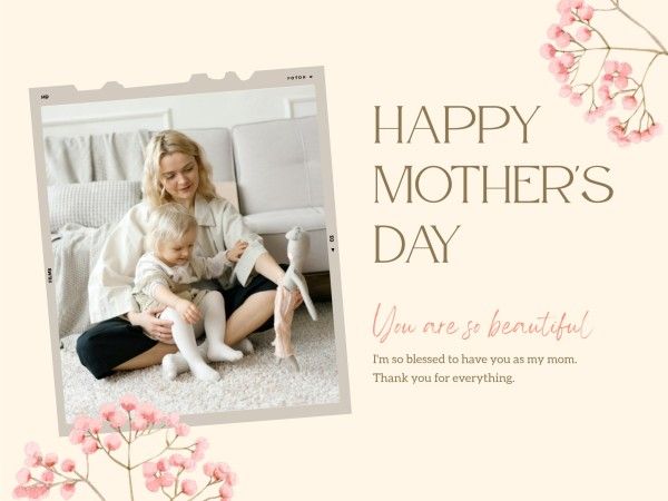 mothers day, mother day, greeting, Pink Watercolor Happy Mother's Day Card Template