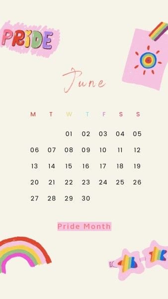 ソフトイエローカートゥーンプライド月間カレンダー Instagram Story
