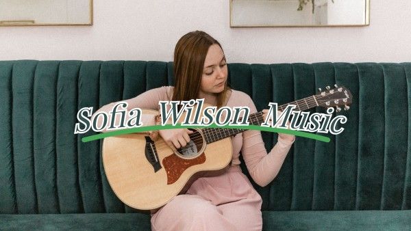subscribe, youtube end screen, end cards, Green Sofia Wilson Music Youtube Channel Art Template