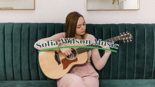 subscribe, youtube end screen, end cards, Green Sofia Wilson Music Youtube Channel Art Template