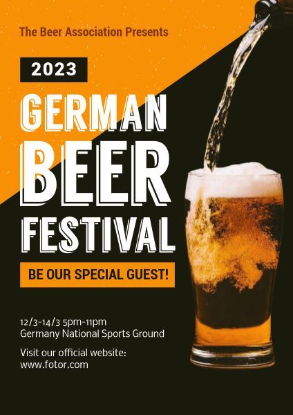 黑色和橙色啤酒节 英文海报