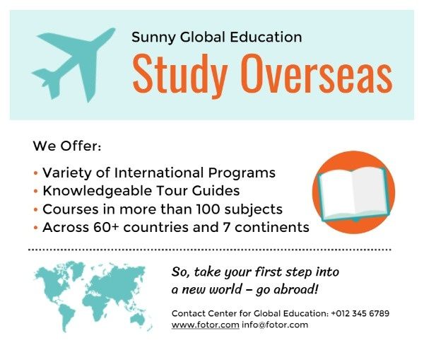 abroad, education agency, education, Study Overseas Facebook Post Template