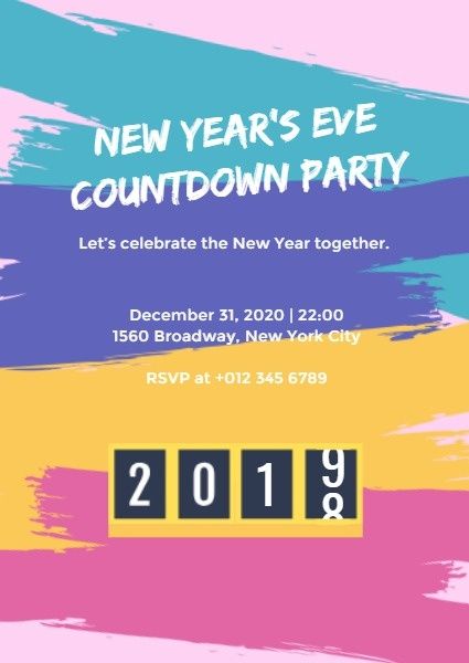 new start, happy new year, new years, New Year's Eve Countdown Party Invitation Template