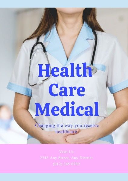 healthy, hospital, woman, Blue Doctor Health Care Medical Poster Template