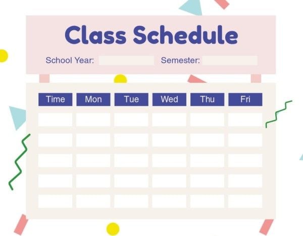 term, semester, blank, Pink And Violet Background Class Schedule Template