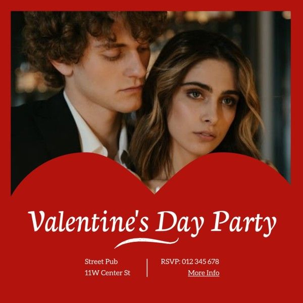 Couple Red Valentine's Day Party Collage Photo Collage (Square)