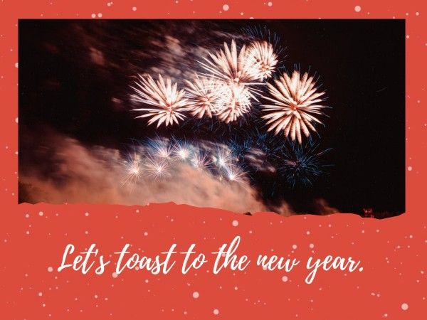 fireworks, new year, blessing, Red Firework Card Template